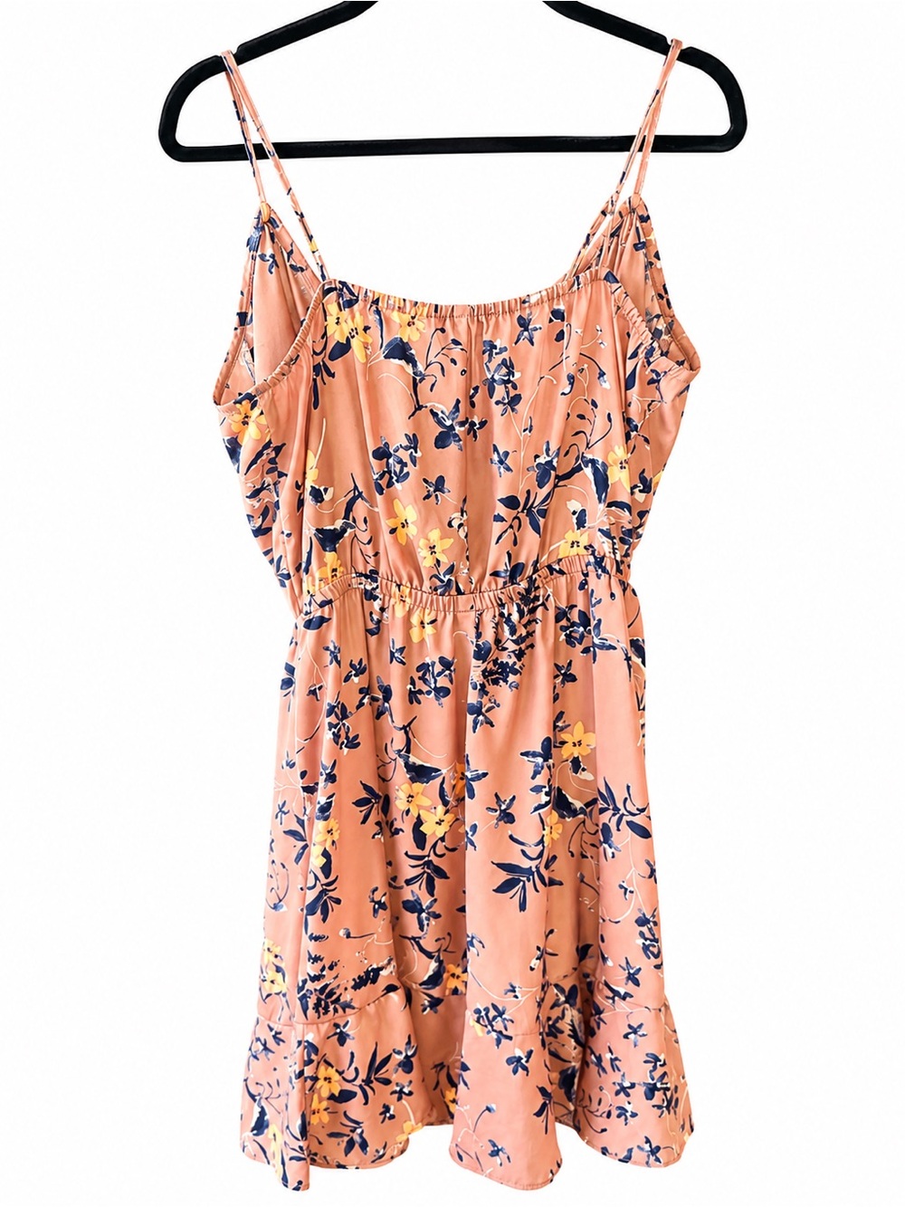 Express Pink Floral Slip Dress with Navy and Yellow Accents - Picture 3 of 3